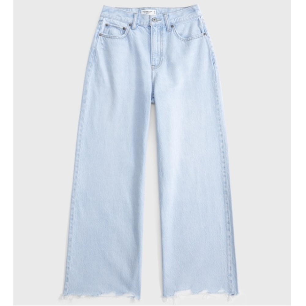 SHORT Abercrombie & Fitch Light Blue Cropped Jeans - Picture 3 of 4